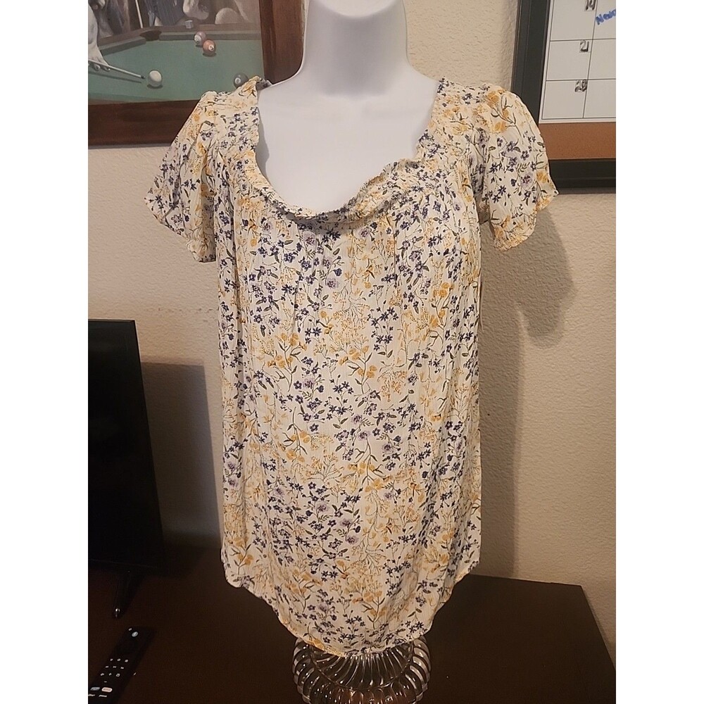 Old Navy Floral Print Blouse Women’s Size M Medium Top Long Sleeve V-Neck